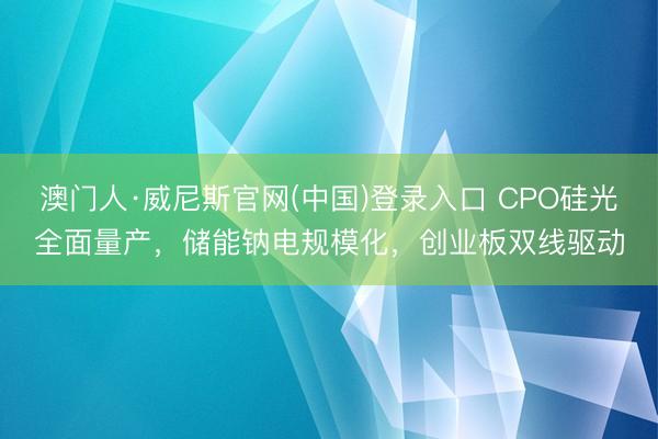 澳门人·威尼斯官网(中国)登录入口 CPO硅光全面量产，储能钠电规模化，创业板双线驱动